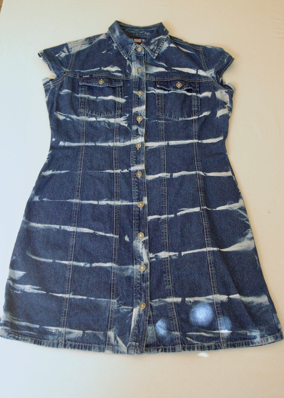 Y2K Hi Jeans Western Bleach Wash Denim Dress XL Curvy Volup